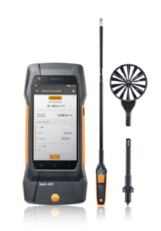 Set testo 400 - Con sondas de molinete de 16 y 100 mm, y temperatura/humedad