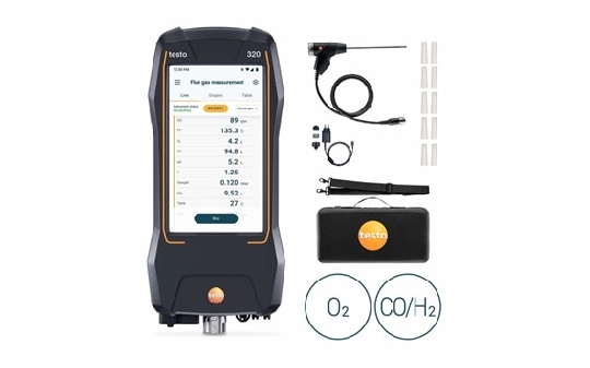 Analizador de combustión testo 320 - Con sensores de O2 y CO/H2 compensado hasta 10.000 ppm