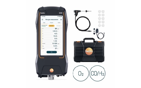 Analizador de combustión testo 330 - Con sensores de O2 y CO con H2 compensado hasta 40.000ppm